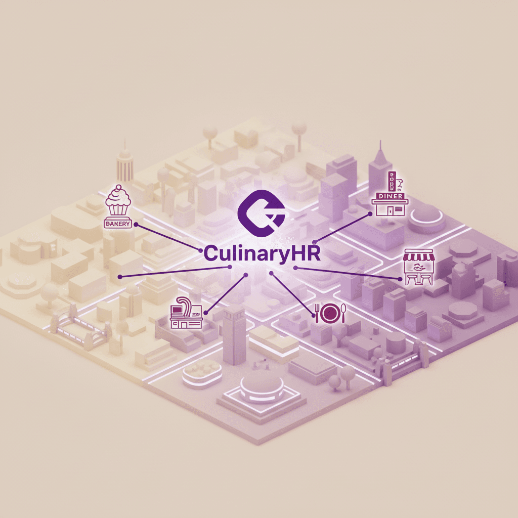 CulinaryHR platform connecting multiple restaurant locations including bakeries, diners, and cafes